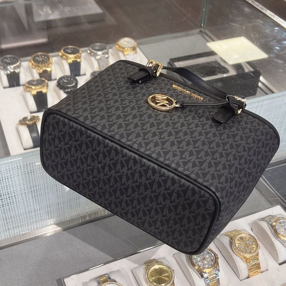 Michael Kors XS Carry All Jet Set Travel Womens Tote (BLACK SIG/GOLD) - Picture 4 of 5